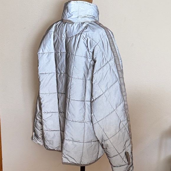 Free People M Pippa Packable Quilted Puffer Silver Jacket great pre owned cond - Picture 6 of 14